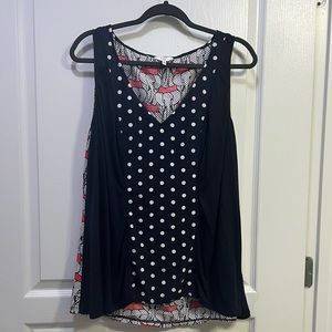 Crown & Ivy Navy & Pink Polka Dots & Elephant tank top 2XL